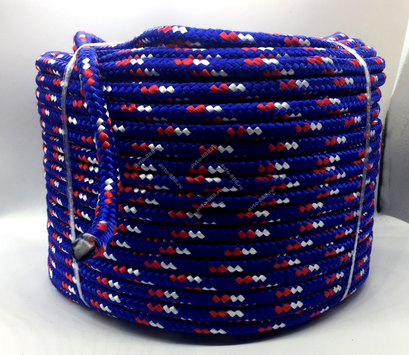 Веревка ( шнур) плетеная 12-прядная 15мм  с сердечником, синяя  (1M)