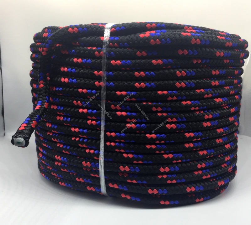 Веревка ( шнур) плетеная 8-прядная 10мм  с сердечником, черная  (1M)