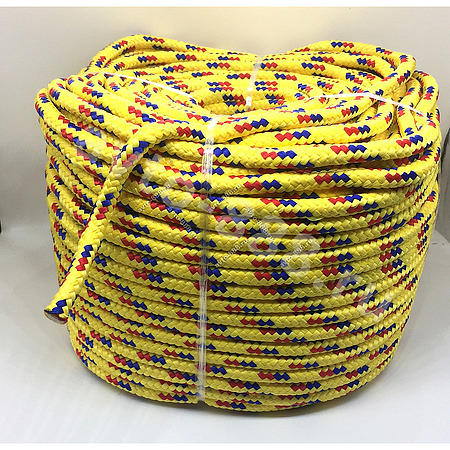 Веревка ( шнур) плетеная 12-прядная 20мм  с сердечником, желтая  (1M)