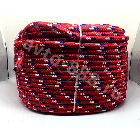 Веревка ( шнур) плетеная 12-прядная 20мм  с сердечником, красная  (1M)