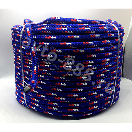 Веревка ( шнур) плетеная 8-прядная 10мм с сердечником, синяя  (1M)