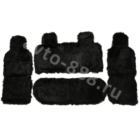 Комплект искусственный мех лохматый чёрный (4шт)