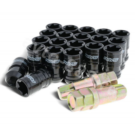 RAYC 12×1,25 cекретки гайки FN36 (20 шт+2 ключ, высота 36 мм) чёрный
