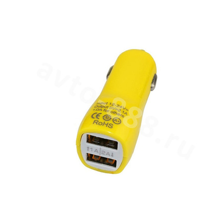 USB переходник в прикуриватель (2 port) АР-3008 желтый