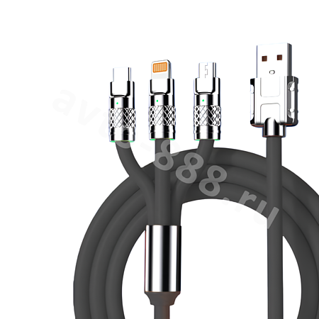 USB-кабель 6A usb+iphone+mi+samsung SD-60, чёрный