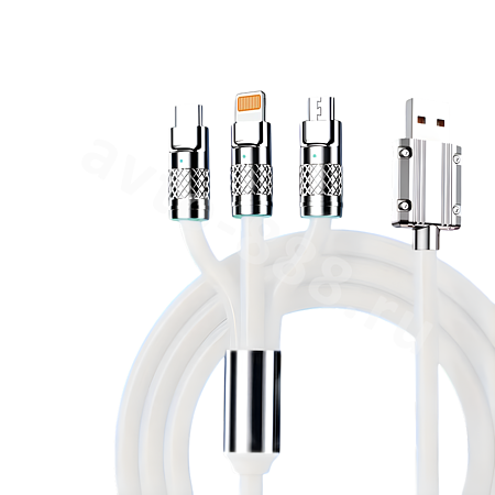 USB-кабель 6A usb+iphone+mi+samsung SD-60, белый