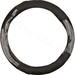 Оплетка на руль фигурная со вставками DP-205 (М) черный лак р-р 37-38 см (цена за 5 шт) фото 2