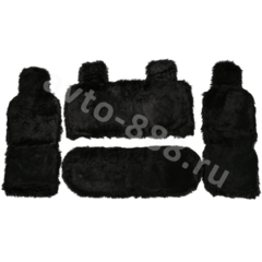 Комплект искусственный мех лохматый чёрный (4шт) фото 1