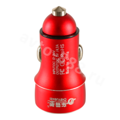 USB переходник в прикуриватель (2 port) 4,2A красный (Алюминий) фото 4