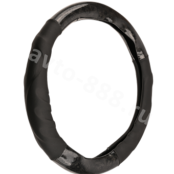Оплетка на руль фигурная со вставками DP-205 (М) черный лак р-р 37-38 см (цена за 5 шт) фото 1