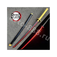 Катана Ёриичи Цугикуни, Клинок рассекающий демонов-ZhangShen jiguo刀 金色手柄 黑刀壳 黑红剑身 фото 3