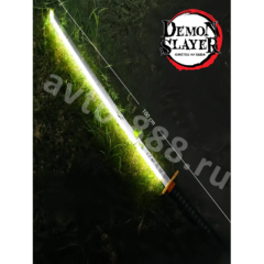 Катана Ёриичи Цугикуни, Клинок рассекающий демонов-ZhangShen jiguo刀 金色手柄 黑刀壳 黑红剑身 фото 4