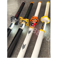 Катана Ёриичи Цугикуни, Клинок рассекающий демонов-ZhangShen jiguo刀 金色手柄 黑刀壳 黑红剑身 фото 5