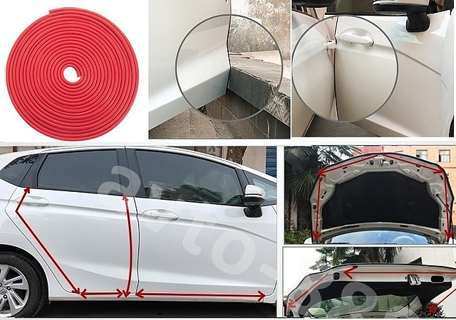 Уплотнитель на двери красный, длина 10м