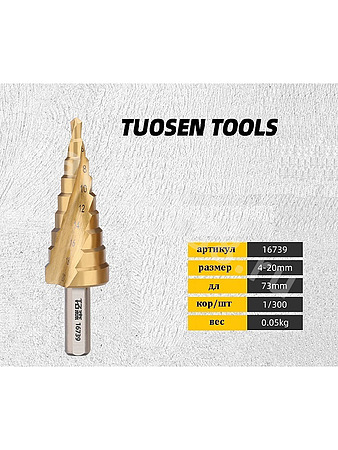 Сверло ступенчатое 4-20mm 16739