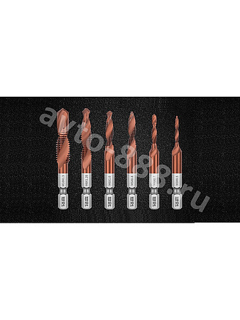 Сверло-метчик с титановым покрытием, набор из 6 шт 16821