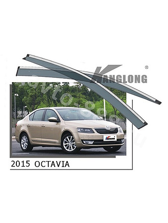 Ветровики оригинальные ★ SKODA OCTAVIA 2014-2017 (хром металл)