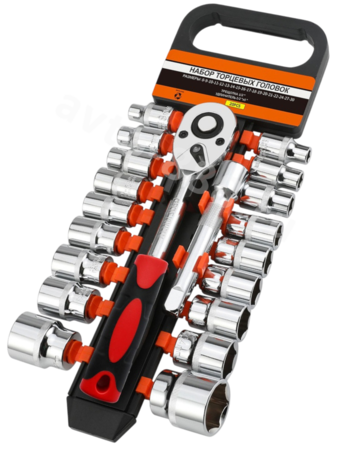 Набор торцовых головок 1/2" с трещоткой 20 предметов (короткий)