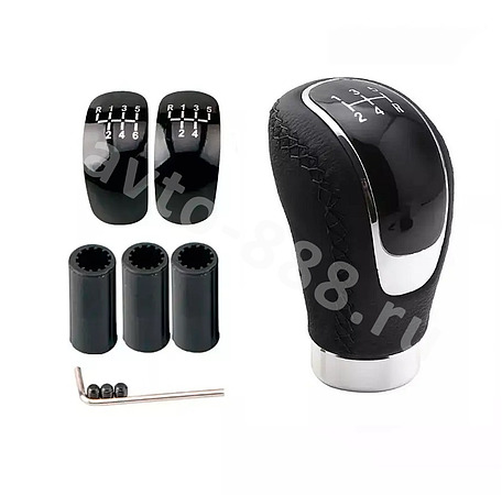 Ручка КПП с Написание цифр+кожа, чёрная PDT-019