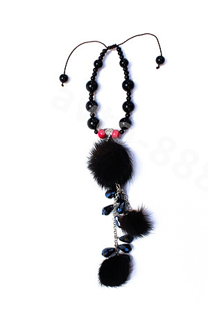 Подвеска на зеркало меховая чёрный