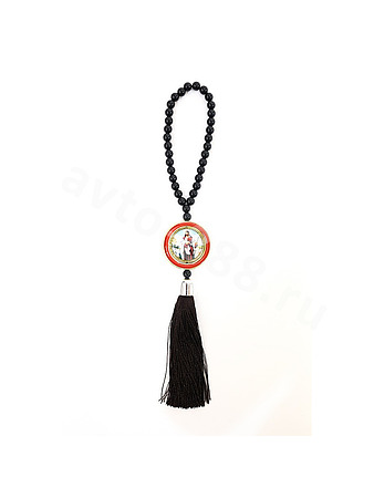 Подвеска на зеркало круглая хром/красная, иконка вращается