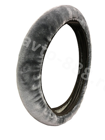 Оплётка на руль мех искусственный (серый)