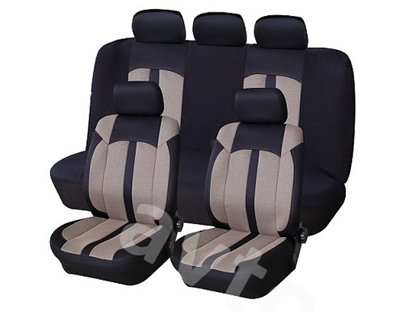 Чехлы COVER автомобильные универсальные чёрные, серые вставки 1791