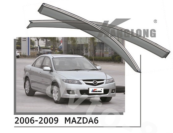 Ветровики оригинальные MAZDA 6 2005-2007(хром)