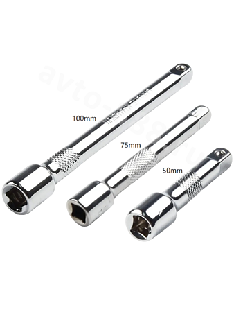Удлинитель торцевых головок 1/4" (к-т 3шт.)  50/75/100мм