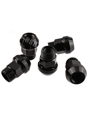 Секретки "гайки" 12*1,5 (5шт, высота 30мм) чёрные, без упаковки