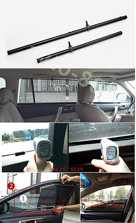 Солнцезащитные шторки чёрная перфорация (пара) 60 см, шт