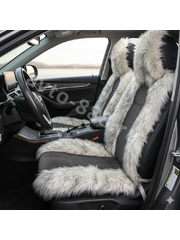 Накидка искусственная стриженая середина серая, кончик чёрный 140*50см (1шт) фото 1