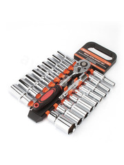 Набор торцовых головок 1/2" с трещоткой 20 предметов (длинный) фото 3