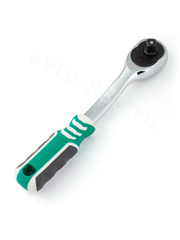 Трещотка для торцевых головок, Сr-V сталь, 72 зубца, 195мм 3/8 (изогнутый, зеленый) SATAVIP фото 1