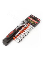 Набор торцовых головок 1/4 12 предметов с трещоткой фото 4