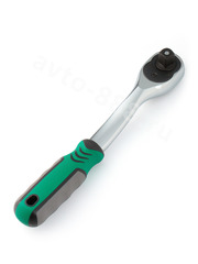 Трещотка для торцевых головок, Сr-V сталь, 72 зубца, 250мм 1/2 (изогнутый, зеленый) SATAVIP фото 1
