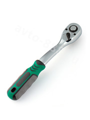 Трещотка для торцевых головок, Сr-V сталь, 72 зубца, 250мм 1/2 (изогнутый, зеленый) SATAVIP фото 2