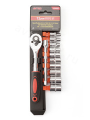 Набор торцовых головок 1/4 12 предметов с трещоткой фото 5