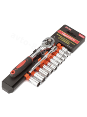 Набор торцовых головок 1/4 12 предметов с трещоткой фото 2