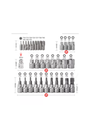 Набор торцевых насадок E-Torx 34 предмета (синий) фото 9