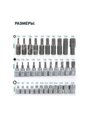 Набор торцевых насадок E-Torx 34 предмета (синий) фото 7