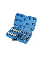 Набор торцевых насадок E-Torx 34 предмета (синий) фото 15