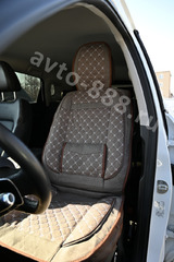 Чехлы автомобильные с поддержкой коричневый льняной, белая сетка фото 1