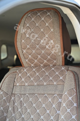 Чехлы автомобильные с поддержкой коричневый льняной, белая сетка фото 9