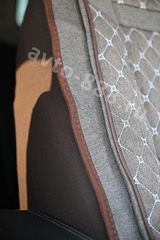 Чехлы автомобильные с поддержкой коричневый льняной, белая сетка фото 7