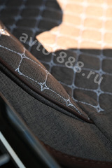 Чехлы автомобильные с поддержкой коричневый льняной, белая сетка фото 6