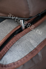 Чехлы автомобильные с поддержкой коричневый льняной, белая сетка фото 4