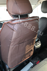 Чехлы автомобильные с поддержкой коричневый льняной, белая сетка фото 3