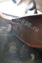 Чехлы автомобильные с поддержкой коричневый льняной, белая сетка фото 2