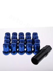 Секретки гайки 12*1,25 N042 (комплект 20 шт, ключ 17) синий фото 2